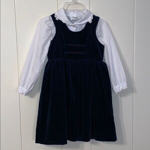 Vtg Peaches ‘n Cream blue velvet smock dress
